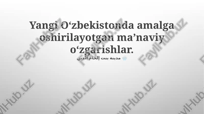 zamonaviy o'zbekistonda ma'naviyatning o'rni — PPTX