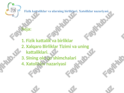 fizikkattaliklar va birliklari — PPTX
