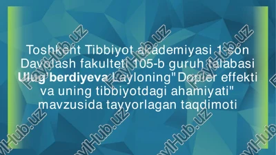 doppler effekti va uning tibbiyotdagi ahamiyati — PDF