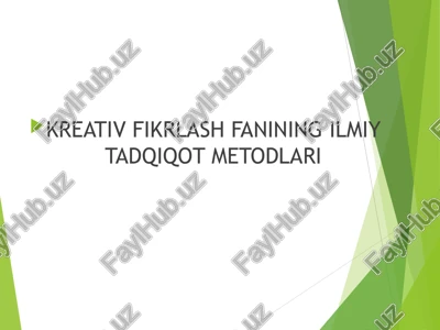 kreativ fikrlash fanining ilmiy tadqiqot metadlari — PPT
