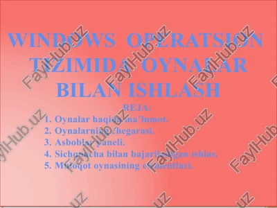 windows operatsion tizimi — PPTX