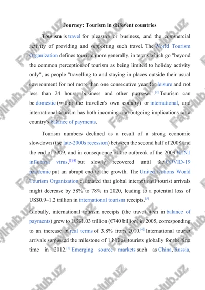tourism in different countries — DOCX