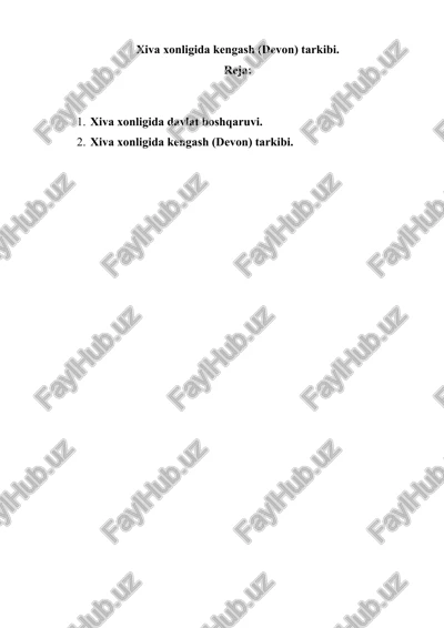 xiva xonligida kengash (devon) tarkibi — DOCX