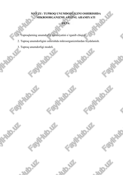 tuproq unumdorligi — DOCX