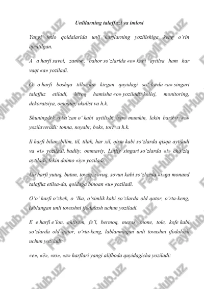 unlilarning talaffuzi va imlosi — DOCX