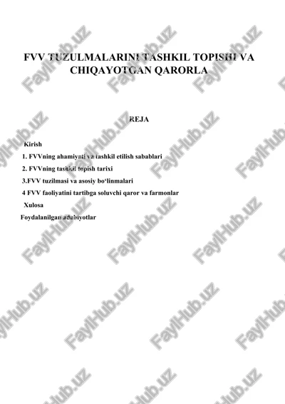 favqulodda vaziyatlar vazirligi (fvv) — DOCX