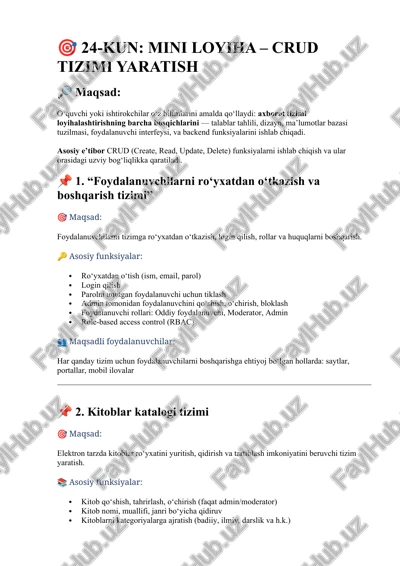 mini loyixa - crud tizimi yaratish — DOCX