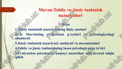 tabiiy vajinsiy tanlanish nazariyalari — PPTX