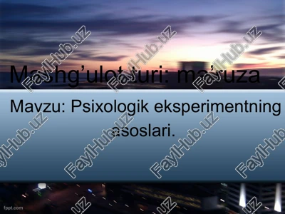 psixologik eksperimentning asoslari — PPT