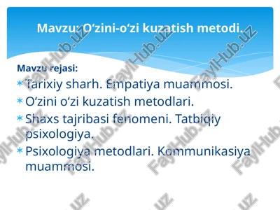 o‘zini-o‘zi kuzatish metodi — PPTX