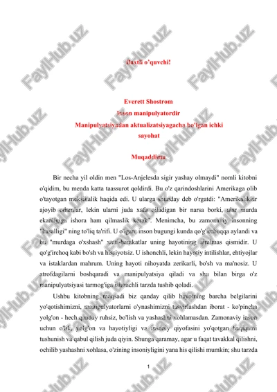 everet shostrum anti kornegi odam manipulyator — DOCX