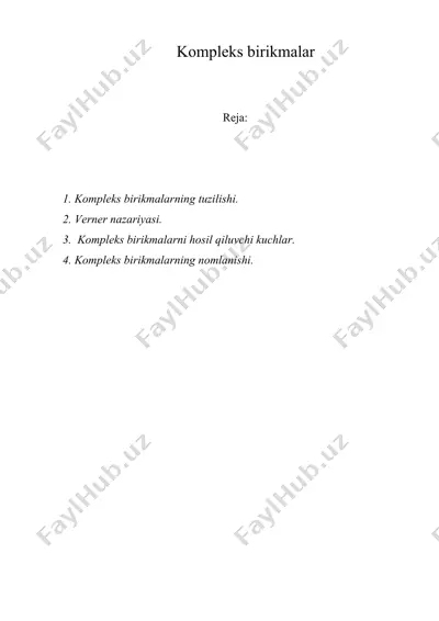 kompleks birikmalar — DOC