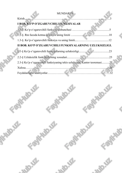 ko’p o’zgaruvchili funksiyalar — DOCX