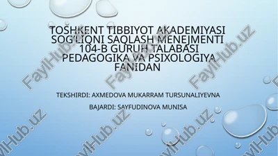 toshkent tibbiyot akademiyasi — PPTX
