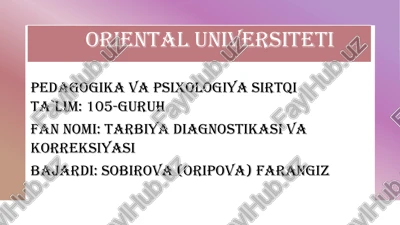 tarbiya diagnostikasi va korreksiyasi — PPTX