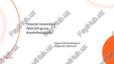 pedagogik kompetensiyalarni shakillantirishda ijodiy yondashuv — PPTX