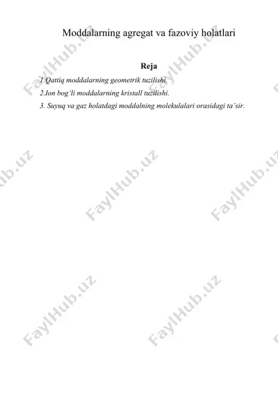 moddalarning agregat va fazoviy holatlari — DOC