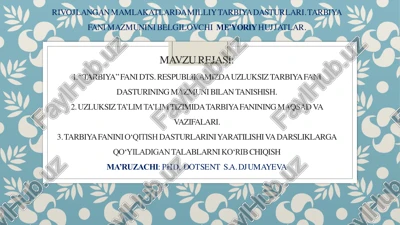 rivojlangan mamlakatlarda milliy tarbiya dasturlari — PDF