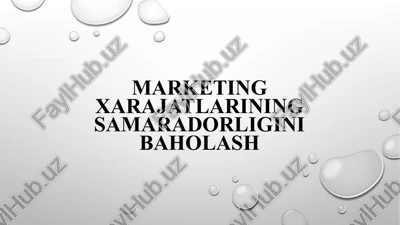 marketing xarajatlarining samaradorligini baholash — PPTX