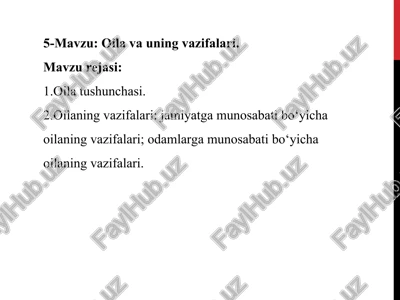 oilavauning vazifalari — PPT