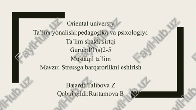 stressga chidamlilik — PPTX