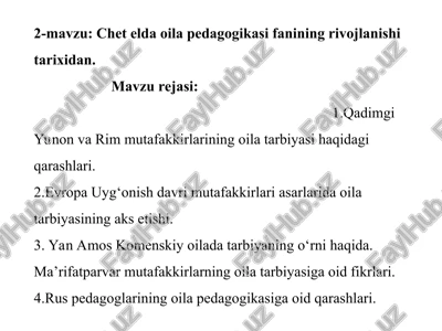 chet elda oila pedagogikasi fanining rivojlanishi tarixidan — PPT
