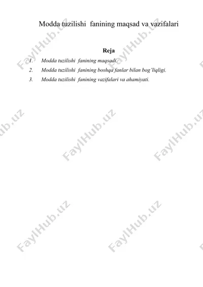 modda tuzilishi fanining maqsad va vazifalari — DOC