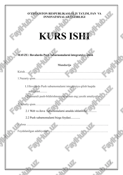 ilovalarda push xabarnomalarni integratsiya qilish — DOCX