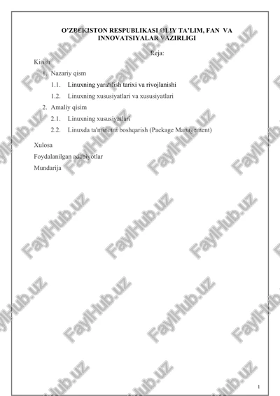linuxda ta'minotni boshqarish (package management) — DOCX