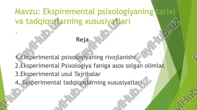 eksperimental psixologiya — PPTX