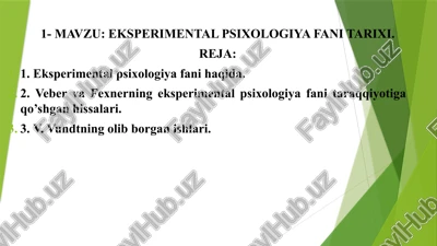 eksperimental psixologiya fani tarixi — PPTX