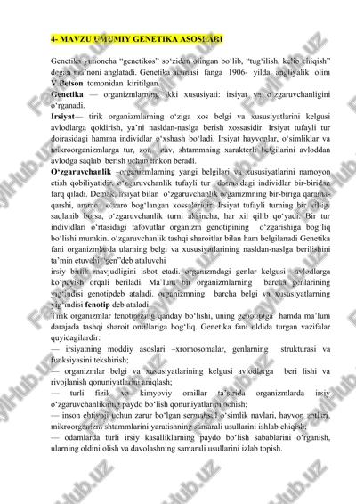 umumiy genetika asoslari — DOCX