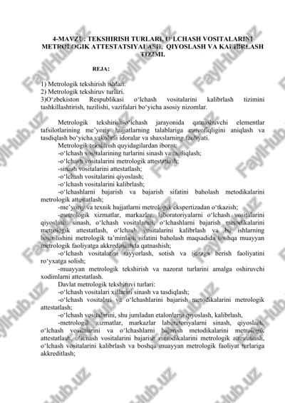 metrologik tekshirish va kalibrlash — DOCX