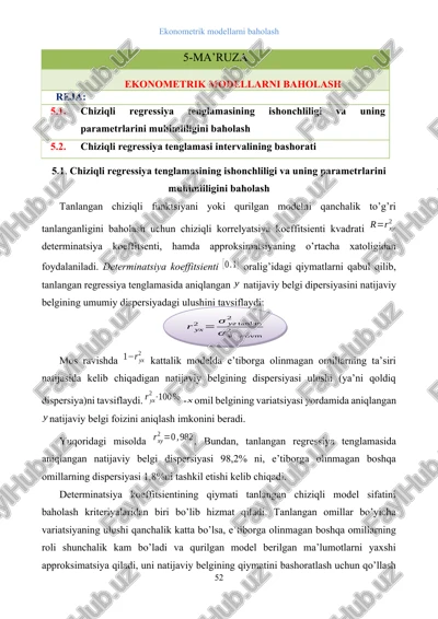 ekonometrik modellarni baholash — DOCX