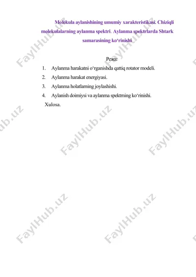 molekula aylanishining umumiy xarakteristikasi. chiziqli molekulalarning — DOC