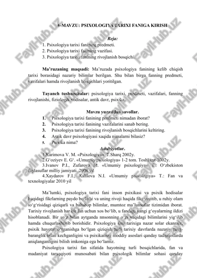 psixologiya tarixi faniga kirish — DOCX