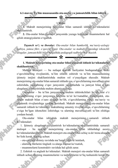 maktab menejerining ota-onalar bilan ishlash ko'nikmalari — DOCX