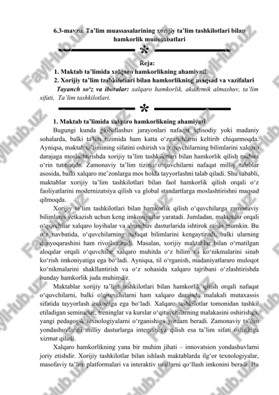 xorijiy ta’lim tashkilotlari bilan hamkorlik — DOCX