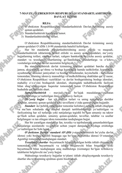 o‘zbekiston respublikasi standartlashtirish davlat tizimi — DOCX