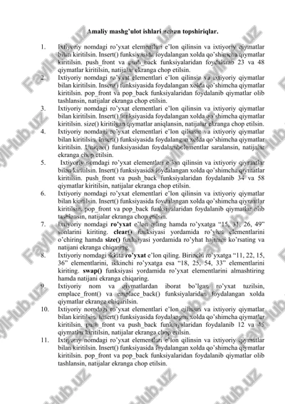 ixtiyoriy ro'yxat elementlarini boshqarish — DOCX