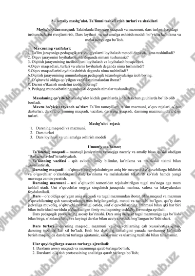 ta'limni tashkil etish turlari va shakllari — DOCX
