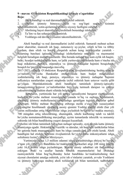 aholi bandligi va real daromadlarini izchil oshirish — DOCX