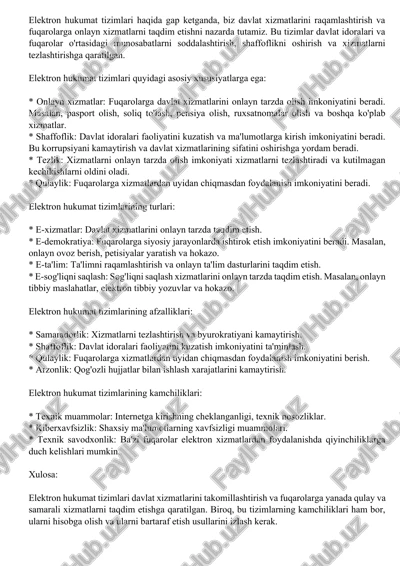 elektron hukumat tizimlari — DOCX