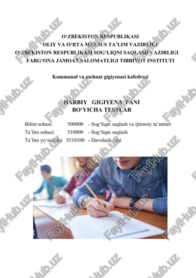harbiy gigiyena fani bo‘yicha testlar — DOCX