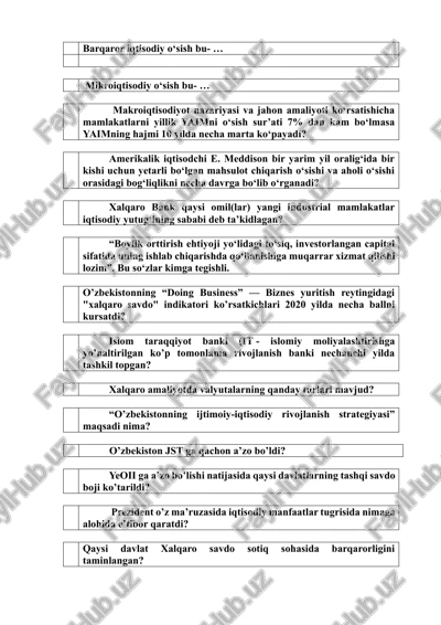doing business reytingidagi "xalqaro savdo" indikatori — DOCX