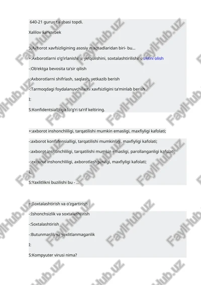 kompyuterni viruslardan himoya qilish — DOCX