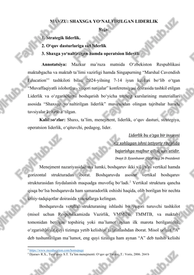 shaxsga yo‘naltirilgan liderlik — DOCX