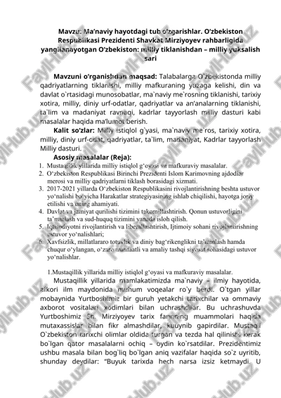 ma’naviy hayotdagi tub o‘zgarishlar — DOCX