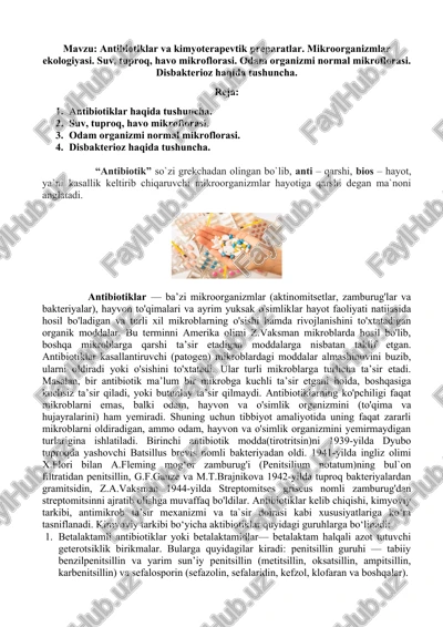 antibiotiklar va kimyoterapevtik preparatlar — DOCX