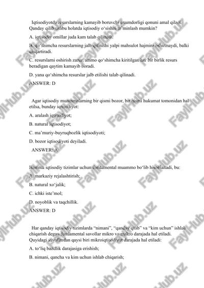 iqtisodiyotda resurslarning kamayib boruvchi unumdorligi — DOCX